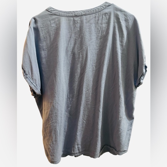 Splendid Light Blue Provence Rolled Sleeve Button-Up Shirt Work Top - Picture 4 of 5